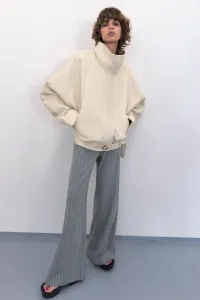 Куртка-бомбер оверсайз с эффектом кожи Zara, кремовый