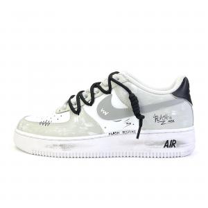 Nike Детские низкие кроссовки для скейтбординга Air Force 1 с противоскользящей, износостойкой и амортизирующей подошвой, светло-серые, унисекс