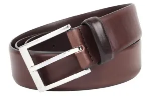 HUGO BOSS Кожаный ремень из коровьей кожи мужской темно-коричневый шириной 3,5 см