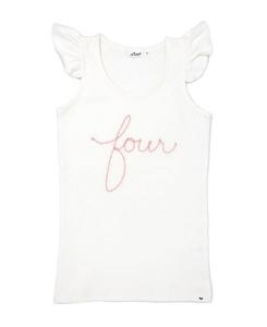 Детская майка с расклешёнными рукавами "four" розовая с блёстками и вышивкой - для малышей oh baby!, слоновая кость/кремовый