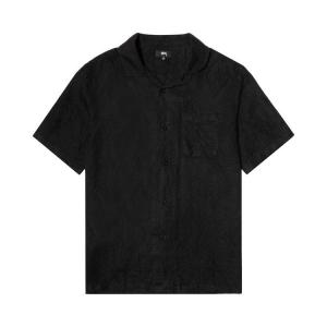 Рубашка Stussy Diamond Jacquard Linen Shirt, Black
