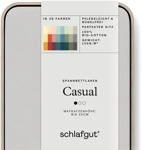 Простыня Schlafgut "CASUAL" хлопковая 140-160х200 см, 1 шт., серый