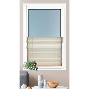 Плиссированная жалюзи Brisa Светозащита без сверления Фиксация зажима, Защитная ширма, Непрозрачная, Монохромная, Зажимная опора Kutti, бежевый