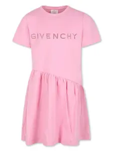 Платье с логотипом и заклепками Givenchy Kids, розовый