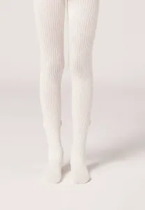 Ребристые колготки с бантом Calzedonia, Off-White