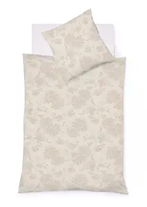 Постельное белье из фланели премиум-класса Lech 155x220 с цветочным бежево-миндальным оттенком 604109-07 Fleuresse