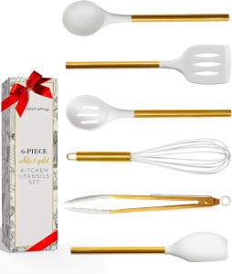 Набор кухонных принадлежностей Styled Settings, 6 предметов, белый / золотой