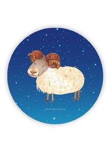 Mr. & Mrs. Panda Магнит на холодильник со знаком зодиака Овен, без слов, на фоне голубого звездного неба