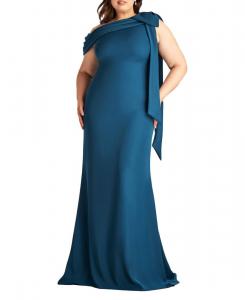 Женское платье Cassia из крепа с бантом на плечах Tadashi Shoji, Navy