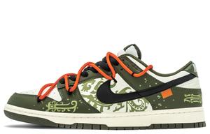 Кроссовки для скейтбординга Dunk Kui Dragon Pattern Abrasion Resistant low top мужские Nike, зеленый/белый