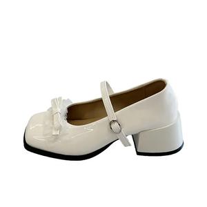 Туфли Мэри Джейн на массивном каблуке, женская коробка Dawei's house, Ecru