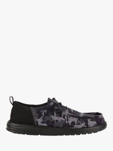 Wally Funk Hunt Camo Slip-On Shoes Hey Dude, Black