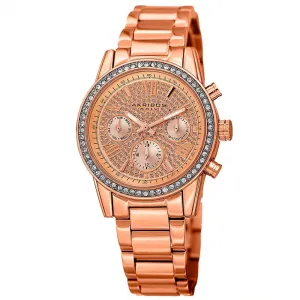 AK926 Повседневные часы в круглом корпусе Akribos, розовое золото