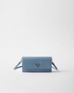 Мини-сумка из сафьяновой кожи Prada, голубой