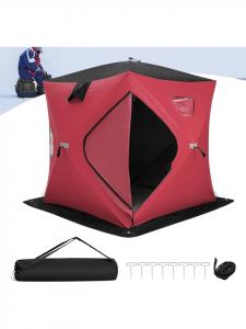 COSTWAY Раскладная палатка для подледной рыбалки на 1-2 человека, красного цвета
