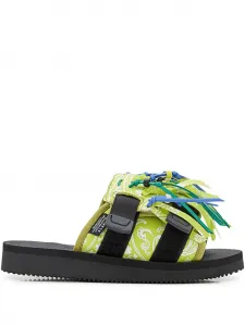 Босоножки с принтом "пейсли" и бахромой Alanui, зеленый
