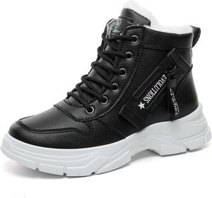 Зимние женские ботинки водонепроницаемые с утеплителем из меха, теплые походные туфли, легкие наружные ботинки до щиколотки для снега, для треккинга и прогулок Generic, #A02-Black