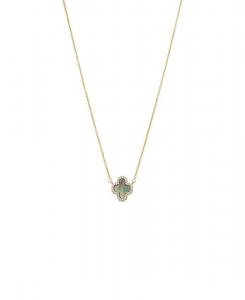 Колье с четырехлистным клевером, инкрустированным золотыми камнями by Adina Eden, White