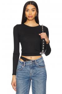 Термоклеевая футболка с длинным рукавом и круглым вырезом Alexander Wang, black