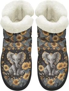 Женские удобные зимние ботинки для ходьбы с противоскользящей подошвой, средние по голенище, с внутренней подкладкой из искусственного меха Chririnla, Elephant Sunflower