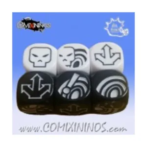 Игральные кости Bombas - черно-белые (6), Fantasy Football Miniatures - Dice Sets