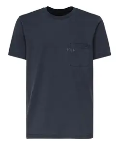 Синяя футболка с короткими рукавами и карманом Fay, синий