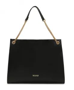 Большая простая сумочка с цепочками на плечо. Kazar, черный