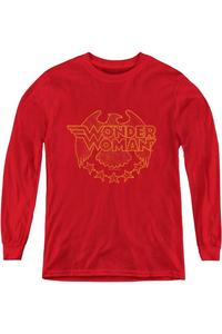 Футболка с длинным рукавом DC Comics Wonder Woman с орлом для детей Gildan, красный