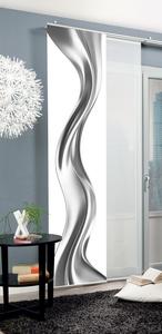 Раздвижная штора ОКЛИ, имитация шелка, цифровая печать, 245х60 см, волнистый мотив, с фурнитурой HOME WOHNIDEE, серебро