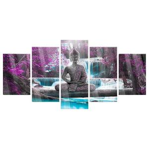 Картина из акрилового стекла Artgeist Waterfall and Buddha, 50 см, коричневый