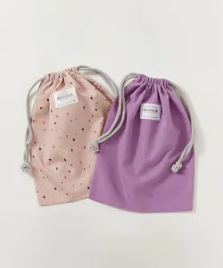 Набор из 2 быстросохнущих, немнущихся мешковатых сумок-ведров на завязках, средний размер, детская одежда, весна/лето 2026 Devirock, цвет 003-Dot-Lavender
