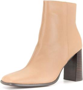 Женские стильные ботильоны YDN с квадратным носком, высокие массивные каблуки, на щиколотке, на молнии, короткие, слипоны, элегантные для вечеринок, офиса и холодной погоды, Peach Puff