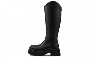 CHARLES&KEITH Чёрные женские ботинки Small CK до колена на каблуке 6,5 см, цвет Black