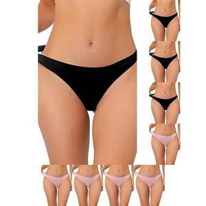 9 пар женского нижнего белья без подкладки satin invisible bikini комфортные no-show стринги Inspire Chic, Pink Black