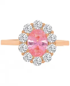 Кольцо с ореолом из искусственно выращенного морганита (2-1/20 карата) и кубического циркония из стерлингового серебра с покрытием из 14-каратного розового золота Macy'S, rose