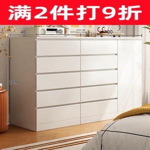 Quanu Комод 160х40х109 см для спальни настенный, 10 ящиков, комбинированный стиль с одной дверцей