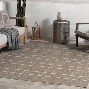 Ковер nuLOOM, 183 x 275 см,  Alaina Striped для дома и улицы в гостиную, на патио, террасу, крыльцо, светло-серый