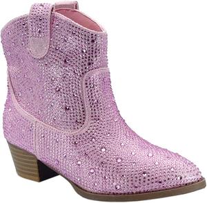 Ботильоны ABSOLEX с крупным каблуком и стразами, Pink