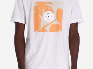 Мужская футболка с коротким рукавом Hugo Boss Tiburt 388 Artwork, белая, цвет Natural