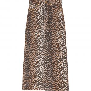 GANNI Завышенная талия леопардовый принт джинсовая миди-юбка