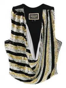 Топ в полоску с пайетками Mitiliane Couture, серый