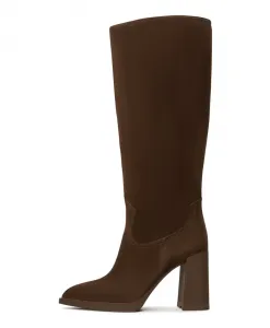 Элегантные сапоги до колена на массивном каблуке, цвет «Бэмби» - коричневые. Cesare Gaspari, коричневый