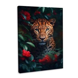 Картина на холсте Hustling Sharks Leopard Flowers, 20x30x2 см, черный