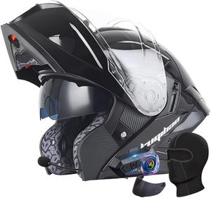 Шлем мотоциклетный Gyufmgs Bluetooth с двумя козырьками, черный