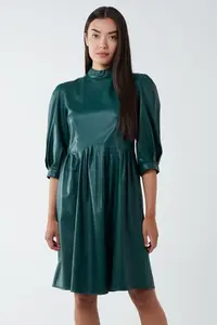 Платье из искусственной кожи с высоким воротником Blue Vanilla, зеленый