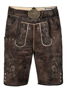 Edelnice Короткие традиционные кожаные брюки Matze темно-коричневого цвета