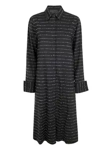 Полосатое платье на пуговицах Maria Calderara, черный
