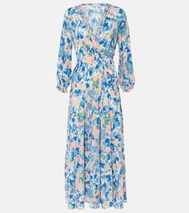 Платье макси с цветочным принтом Эмили Poupette St Barth, Blue Macro Cattleya