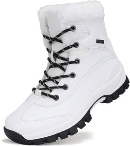 Женские модные зимние сапоги для снега, утепленные, с нескользящей подошвой, для ходьбы, водонепроницаемые, с комфортной меховой подкладкой, для активного отдыха и зимнего спорта Generic, White