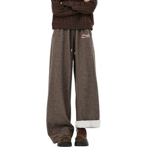 Хлопковые брюки Unisex утепленные с флисовой подкладкой прямого кроя WARRIOR, coffee (diy badge)